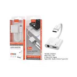 MTK 2 IN 1 AUDIO ADAPTER CABLE TB1283 BL TYPE-C TO 3.5MM AUDIO + TYPE-C TO CHARGE 0.15M WHITE  MTK 2 IN 1 AUDIO ADAPTER CABLE TB1283 BL TYPE-C TO 3.5MM AUDIO + TYPE-C TO CHARGE 0.15M WHITE